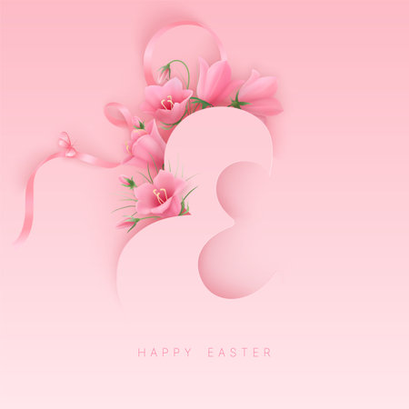 Easter greeting card with bell flowersのイラスト素材