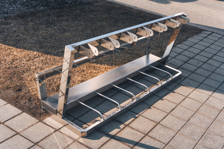 Empty bike parking. Street bike sharingの写真素材