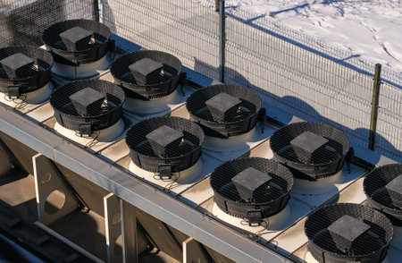 Refrigeration chillers in the cooling system. Artificial climate of the buildingの写真素材