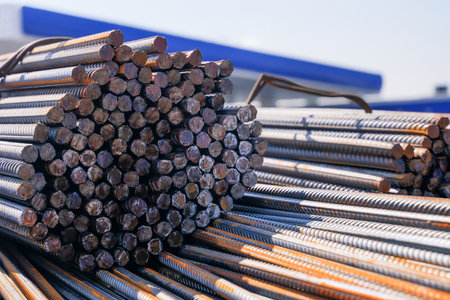New reinforcement bars after production. Building structuresの写真素材