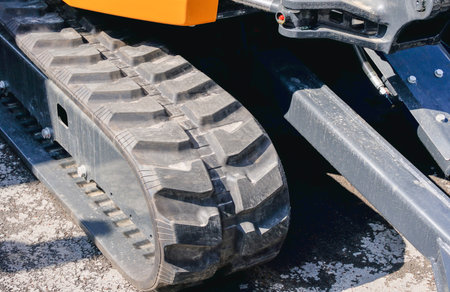 Rubber track of excavator. Construction equipmentの写真素材