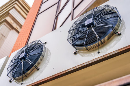 Large chiller on the facade of the building. Cooling systemの写真素材
