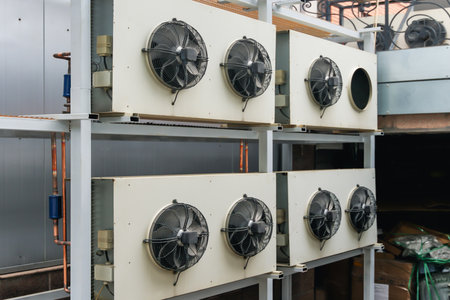 Chillers installed on vertical racks. Cooling systemの写真素材