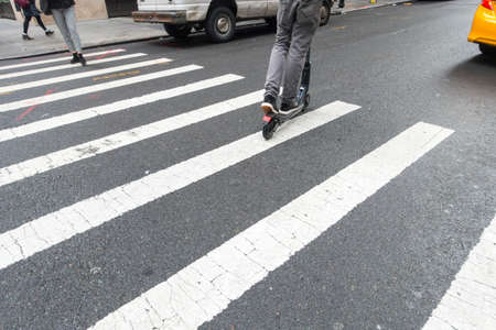 traffic on new york city blacktop streetの写真素材