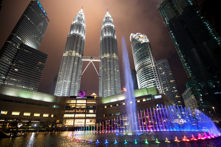 KUALA LUMPUR: February 17, 2017: Night panorama view of city with Petronas Towers. City landscape
