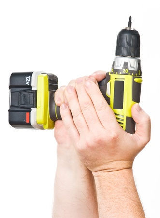 hand with electric screwdriverの写真素材