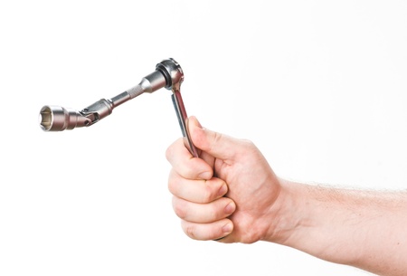 hand with wrenchの写真素材