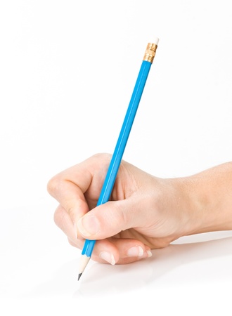 hand with pencilの写真素材