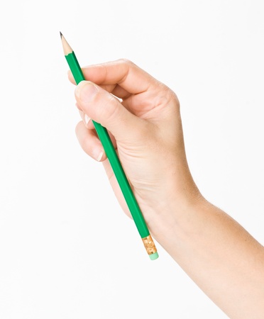 hand with pencilの写真素材