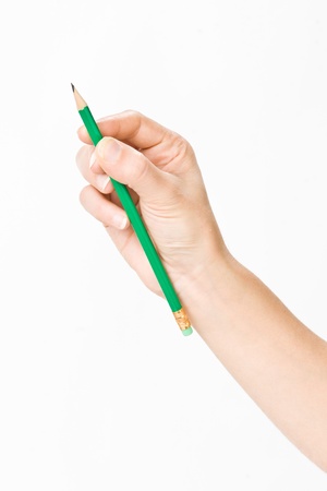 hand with pencilの写真素材
