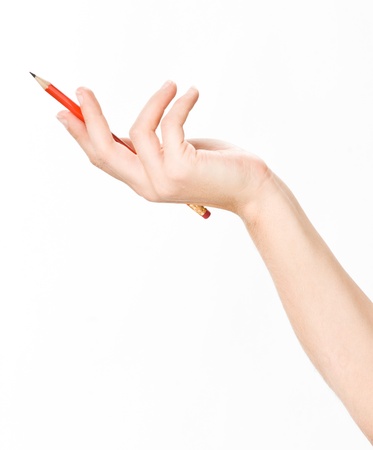 hand with pencilの写真素材