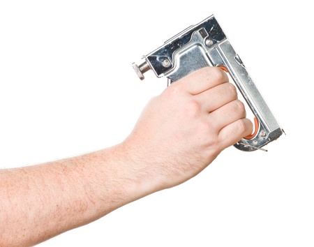 hand with staple gunの写真素材