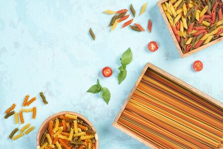 Pasta colored multicolor Assortiの写真素材