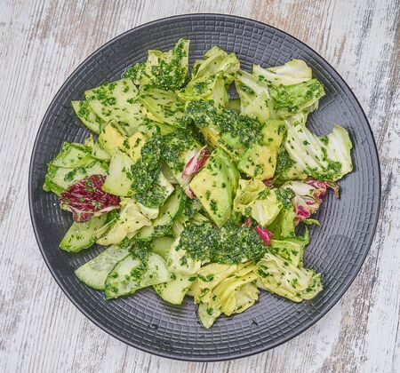 green salad with pear and blue cheeseの写真素材