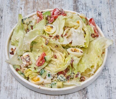 cobb salad with bacon and cherriesの写真素材