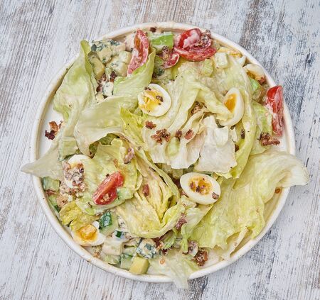 cobb salad with bacon and cherriesの写真素材