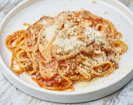 pasta bolognesi spahetti homemadeの写真素材