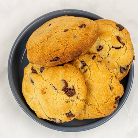 Cookie homemade fresh on black plateの写真素材