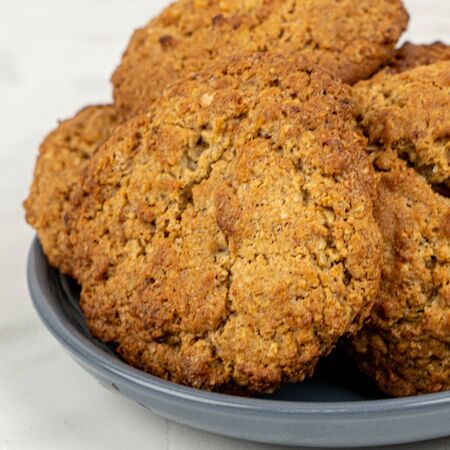 Cookie homemade fresh on black plateの写真素材