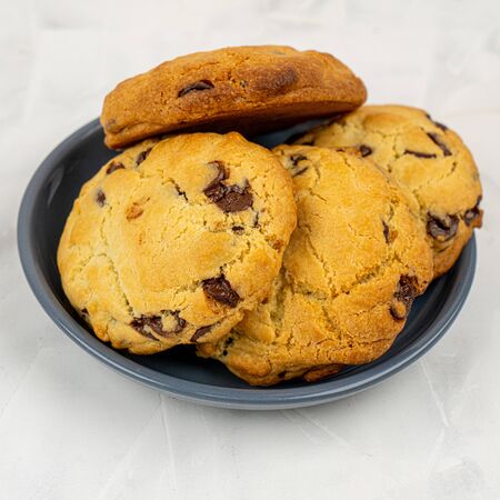Cookie homemade fresh on black plateの写真素材
