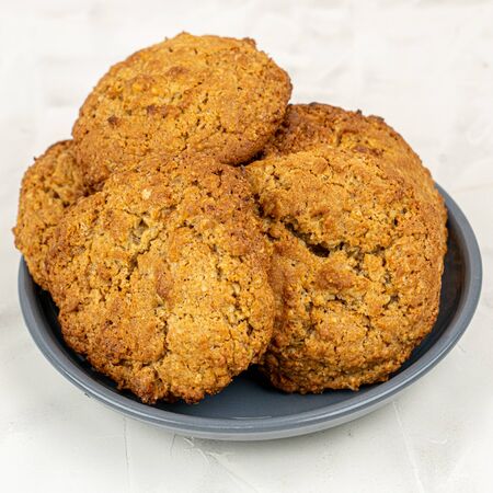 Cookie homemade fresh on black plateの写真素材