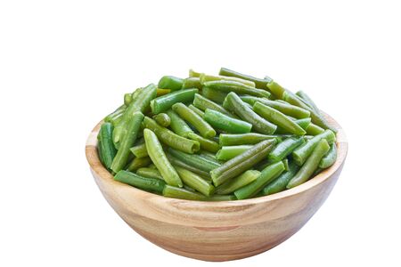 beans  in bowl cutted on white frozen vegetablesの写真素材