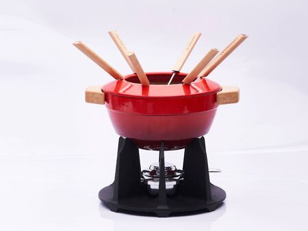 set for a fondue isolatedの写真素材