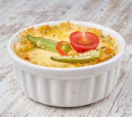vegetable julienne in baking formの写真素材
