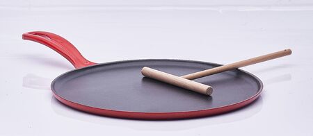 pancake frying pan on white isolatedの写真素材