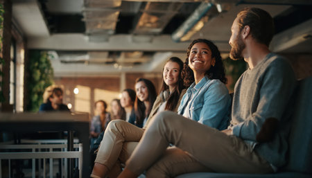 Group of young business people having a meeting in a modern office.の素材