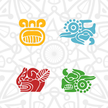 Mayan civilization traditional cultural background patternsのイラスト素材