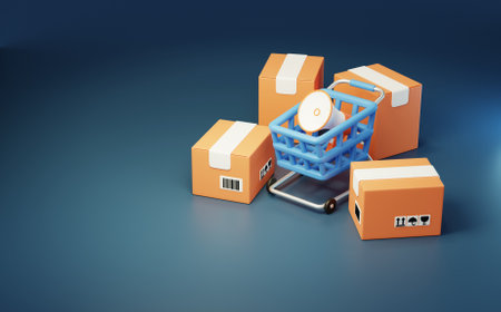 E-commerce promotion shopping free shipping parcel express logisticsの写真素材