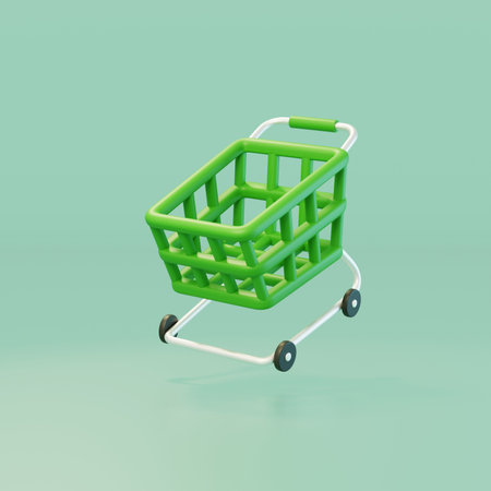 Shopping cart basket 3D e-commerce supermarket materialの写真素材