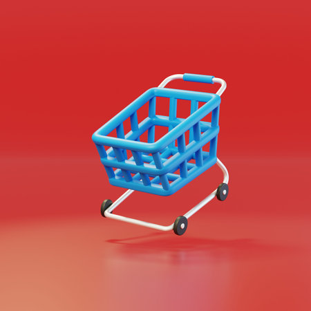 Shopping cart basket 3D e-commerce supermarket materialの写真素材