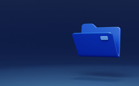 Blue folder icon isolated on blue background. 3D rendering illustration.