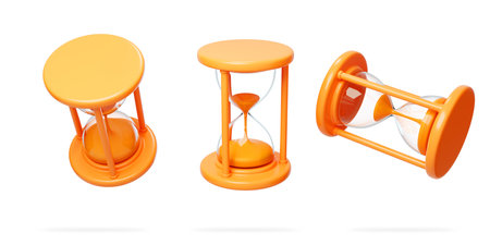 Orange hourglass isolated on a white background. 3d rendering.