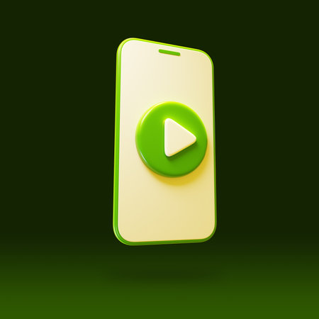 3D mobile phone model video play buttonの写真素材