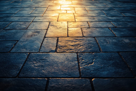 Paving stones in the light of the setting sun. Abstract background.の素材