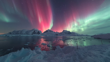 Aurora borealis over Lofoten islands, Norwayの素材