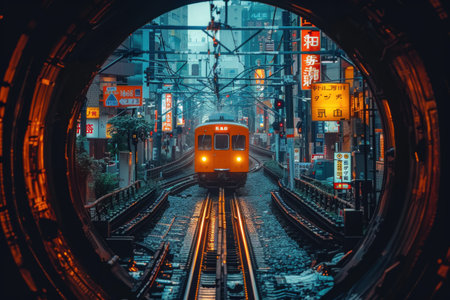 Tram in Tokyo, Japan. Tokyo is the capital and most populous city of Japan.の素材