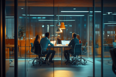 Group of business people working together in modern office. Teamwork conceptの素材