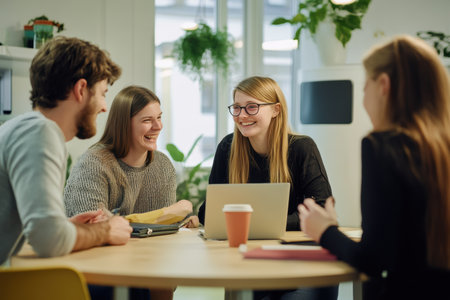Group of young business people working together in a modern office. Teamwork concept.の素材
