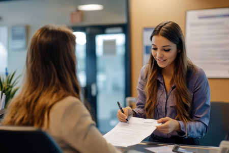 Young businesswoman working with documents in the office. Business concept.の素材