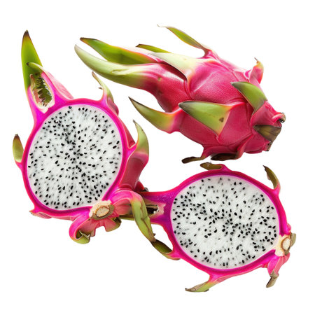 Dragon fruit isolated on white background with clipping path. Top view.の素材