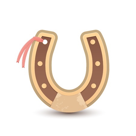Horseshoe shaped card with ribbon isolated on white backgroundのイラスト素材