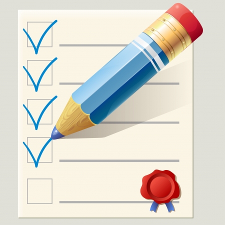 Pencil and tick mark iconのイラスト素材