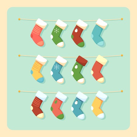 Set of Christmas Colorful socksのイラスト素材