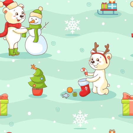 Seamless pattern with chrisnmas charactersのイラスト素材