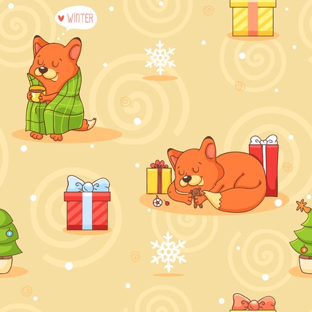 Seamless pattern with chrisnmas charactersのイラスト素材