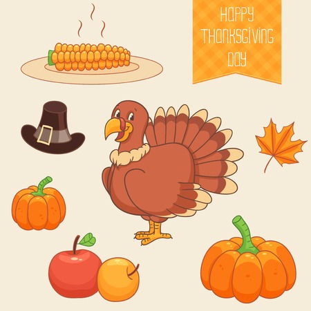 Set of thanksgiving and autumn elementsのイラスト素材